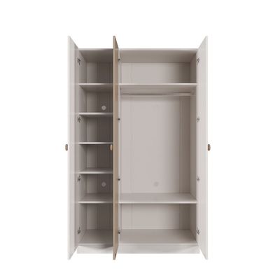 Caramel 3Door Wardrobe With 1 Mirror-White+Brown