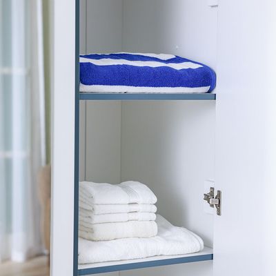 Knight 3Door Wardrobe With 1 Mirror-White+Teal Blue