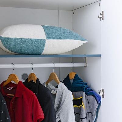 Knight 3Door Wardrobe With 1 Mirror-White+Teal Blue