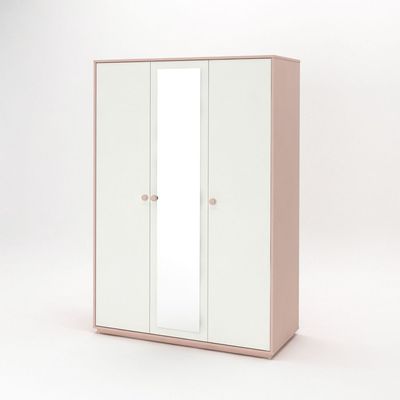 Candy 3 Door Wardrobe With 1 Mirror-Blush Pink+Cream