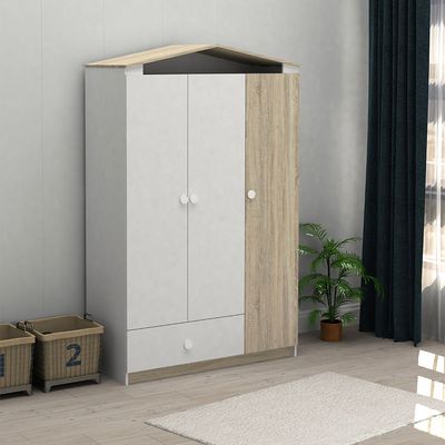 Stanley-V2 3 Door Wardrobe With 1Drawer-Sonoma Oak & White