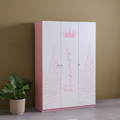 Disney Princess 3Door Kids Wardrobe-White & Pink Disney Princess 3Door Kids Wardrobe-White & Pink