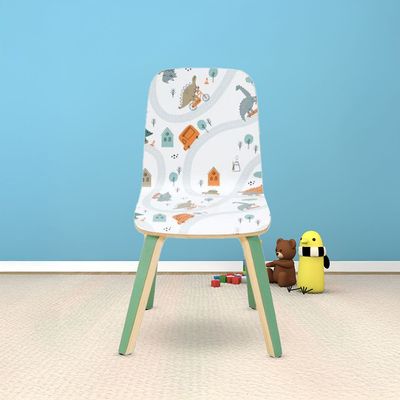 Bentwood Kids Chair - Dino Pattern / Green