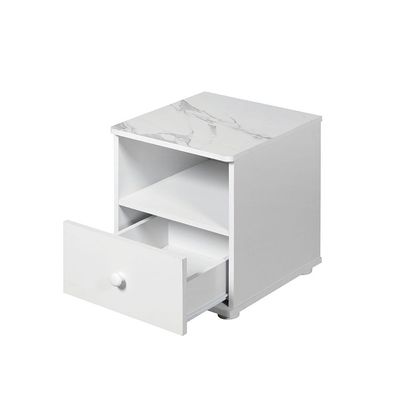 Hello Night Stand - White/White Faux Marble - With 2-Year Warranty