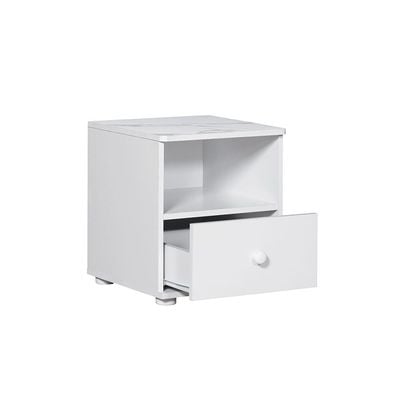 Hello Night Stand - White/White Faux Marble - With 2-Year Warranty