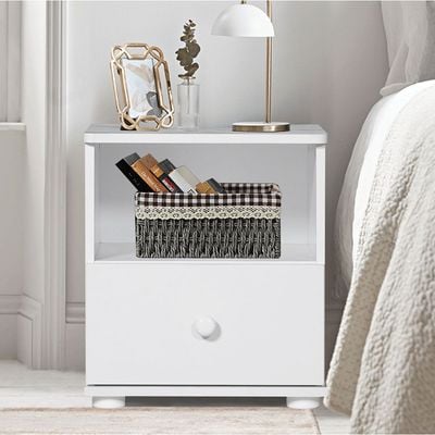 Hello Night Stand - White/White Faux Marble - With 2-Year Warranty