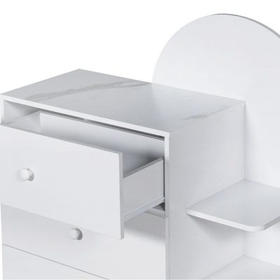 Hello Chest Of 3 Drawers - White/White Faux Marble - With 2-Year Warranty