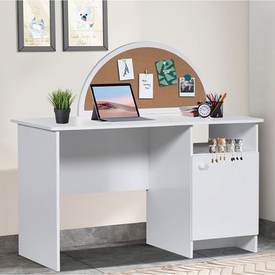 Hello Study Desk - White/White Faux Marble