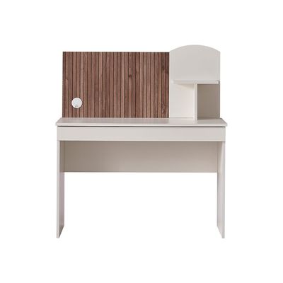 Golf Study Desk W/Hutch-Walnut & Cream