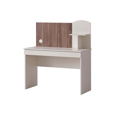 Golf Study Desk W/Hutch-Walnut & Cream