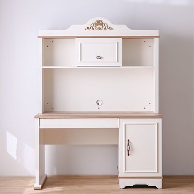 Eva 2-Door Study Desk with Hutch - Cream/Oak - With 5-Year Warranty