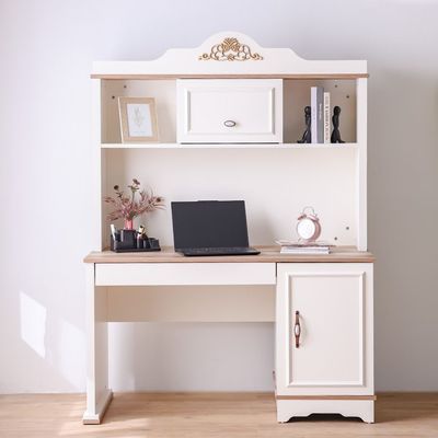 Eva 2-Door Study Desk with Hutch - Cream/Oak - With 5-Year Warranty