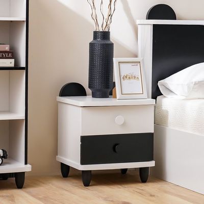 Panda 2 Drawers Nighstand-White & Black