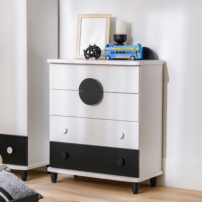 Panda 4 Drawers Dresser-White & Black