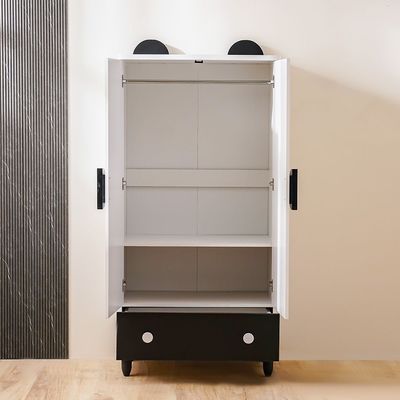 Panda 2 Door+1 Drawer Wardrobe-White & Black