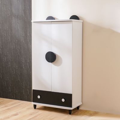 Panda 2 Door+1 Drawer Wardrobe-White & Black