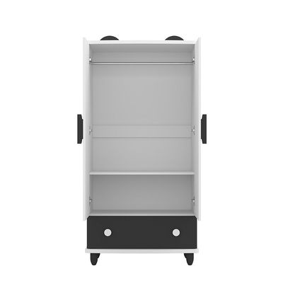 Panda 2 Door+1 Drawer Wardrobe-White & Black