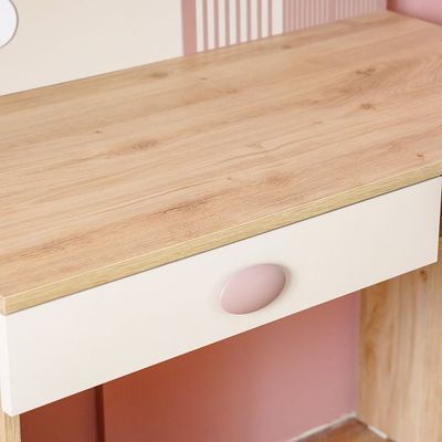 Zeta 1Drawer Study Desk W/Hutch-Offwhite & Pink