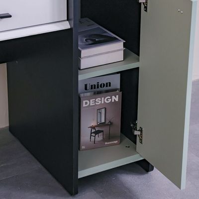 Petra 1Drawer & 1Door Study Desk W/Hutch-White & Grey