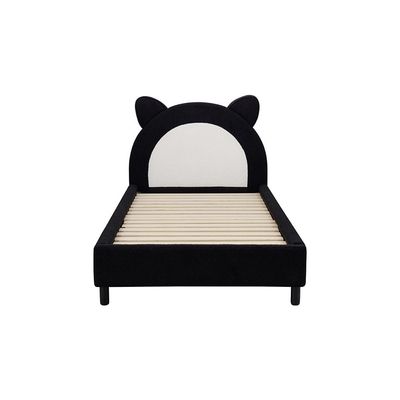 Panda 90x200 Upholstered Kids Bed-Black & White