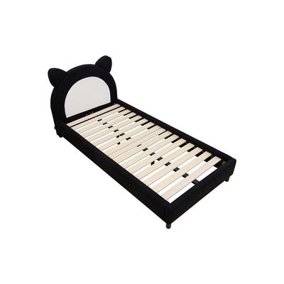 Panda 90x200 Upholstered Kids Bed-Black & White