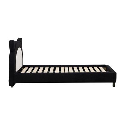 Panda 90x200 Upholstered Kids Bed-Black & White
