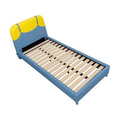 Bello 90x200 Upholstered Kids Bed-Blue & Yellow