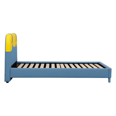 Bello 90x200 Upholstered Kids Bed-Blue & Yellow
