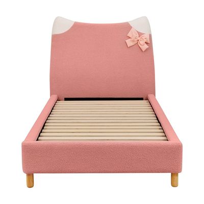 Kitty 90x200 Upholstered Kids Bed-Light Pink