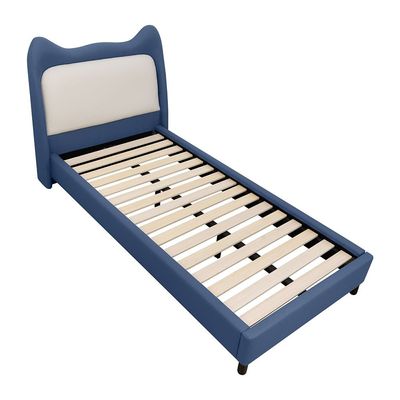 Knight 90x200 Upholstered Kids Bed- Blue &  Light Grey 