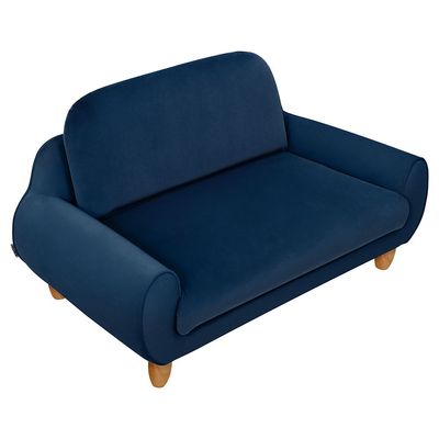 Vibrant 2 Seater Velvet Kids Sofa- Blue