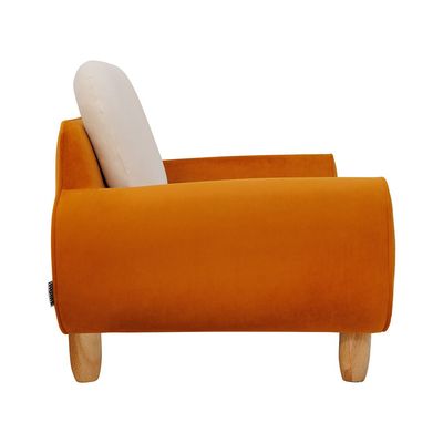 Vibrant 2 Seater Velvet Kids Sofa-Light Beige & Peach