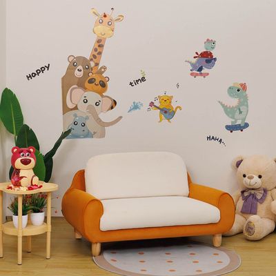 Vibrant 2 Seater Velvet Kids Sofa-Light Beige & Peach