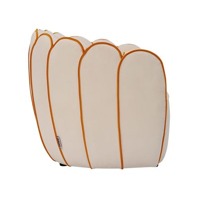 Petal 2 Seater Velvet Kids Sofa-Light Beige & Peach