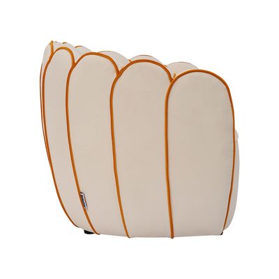 Petal 2 Seater Velvet Kids Sofa-Light Beige & Peach
