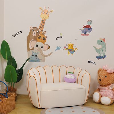 Petal 2 Seater Velvet Kids Sofa-Light Beige & Peach