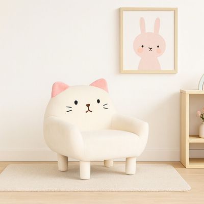 Kitty Kids Chair-White & Pink