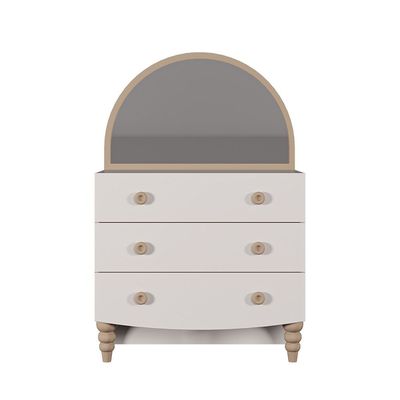 Caramel 3Drawers Dresser With Mirror-White+Brown