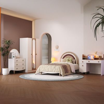 Caramel 3Drawers Dresser With Mirror-White+Brown Caramel 3Drawers Dresser With Mirror-White+Brown