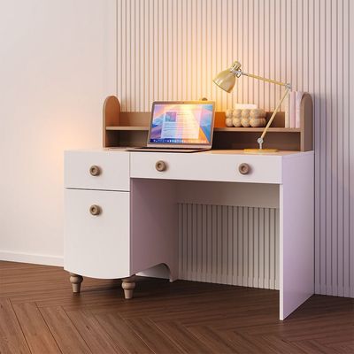 Caramel 2Drawers 1Door Study Desk & Hutch W/USB-White+Brown