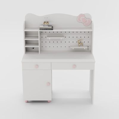 Kitty 2Drawers 1Door Study Desk & Hutch W/USB-White+Pink
