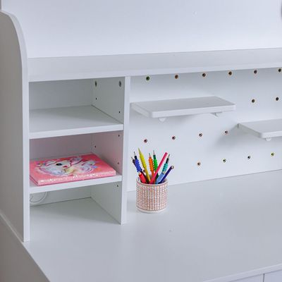 Kitty 2Drawers 1Door Study Desk & Hutch With USB-White+Pink