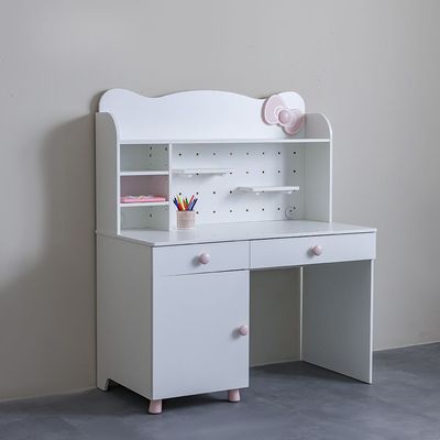 Kitty 2Drawers 1Door Study Desk & Hutch With USB-White+Pink