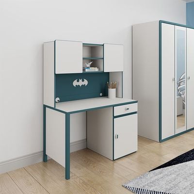 Knight 1Drawers 1Door Study Desk & Hutch W/Usb-White+Teal+Blue