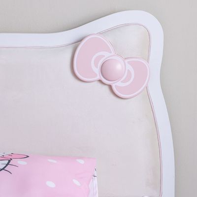 Kitty 120x200 Bed With Upholstered Headboard-White+Pink