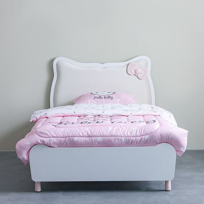 Kitty 120x200 Bed With Upholstered Headboard-White+Pink