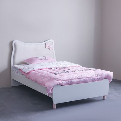 Kitty 120x200 Bed With Upholstered Headboard-White+Pink