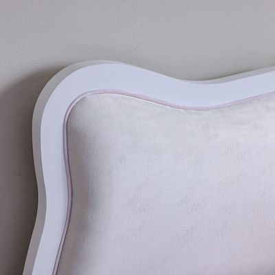 Kitty 120x200 Bed With Upholstered Headboard-White+Pink