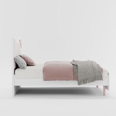 Kitty 120x200 Bed W/Upholstered Headboard-White+Pink Kitty 120x200 Bed W/Upholstered Headboard-White+Pink