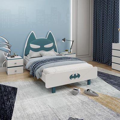 Knight 120x200 Bedroom Set With Upholstered Headboard-White+Teal Blue